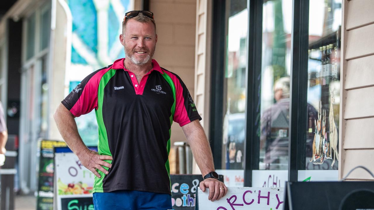 Nanango business owner Shaun Ward (Orchy Fresh) in Drayton Street in the Nanango township. A proposal by the Coalition to construct a Nuclear Power Station in the region. At the Tarong Power Station location. 21st June 2024. pic David Martinelli