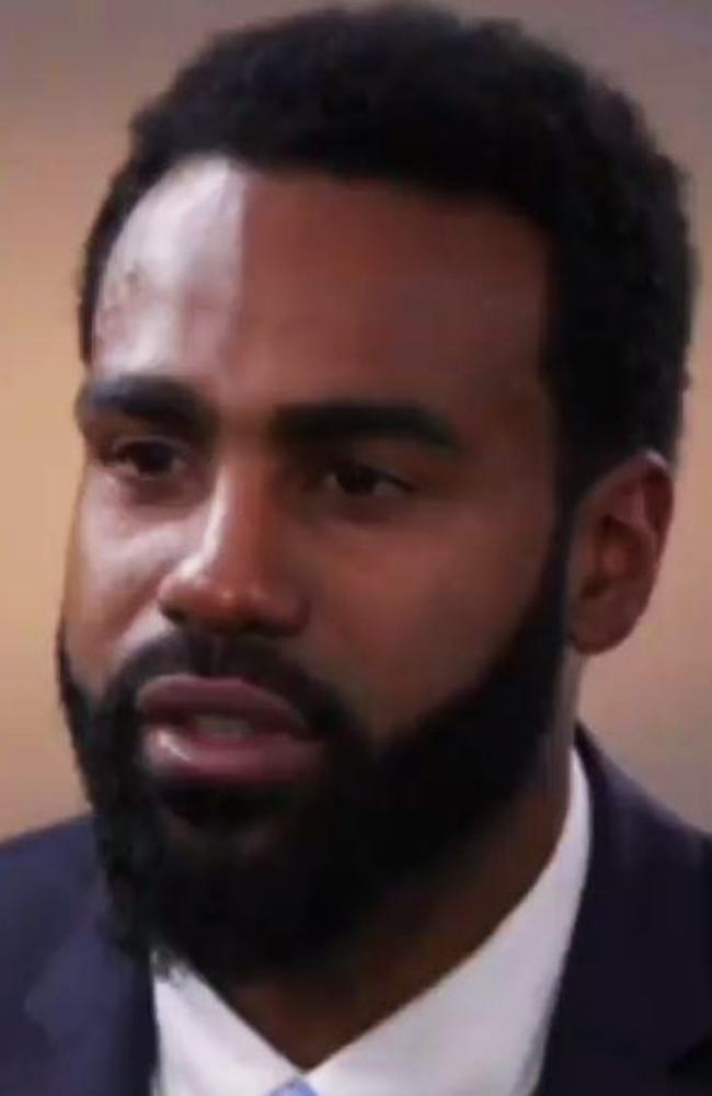 EX-COLLINGWOOD AFL player Heritier Lumumba held back tears on The Project during a 2017 interview with Waleed Aly. Picture: The Project