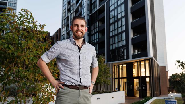 Josh Monro walks to work at Westmead Hospital. Picture: David Swift