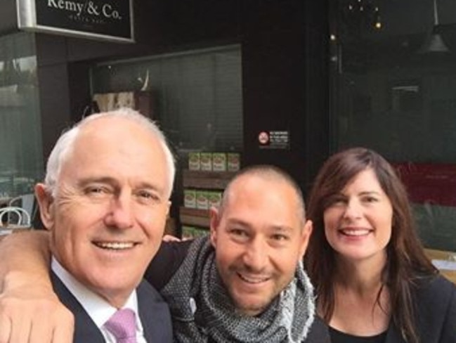 There's always time for a selfie. Mr Turnbull and Mrs Wicks pose with Elia Eliopoulou from Remy &amp; Co. Pasta Bar in Erina