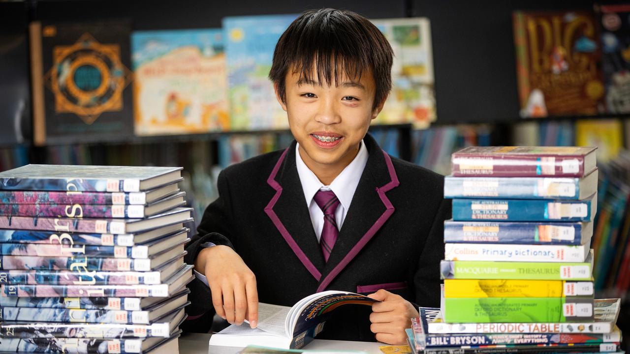 Zachary Cheng, 13, blitzed the Prime Minister's Spelling Bee in the Years 7-8 age group by spelling some curveball words most of us have never heard of, let alone know how to spell. Picture: Mark Stewart