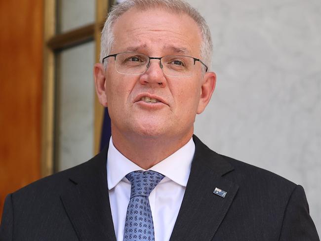 CANBERRA, AUSTRALIA NewsWire Photos FEBRUARY, 07 2022:  Prime Minister Scott Morrison spoke to media during a press conference at Parliament House in Canberra. Picture: NCA/Gary Ramage