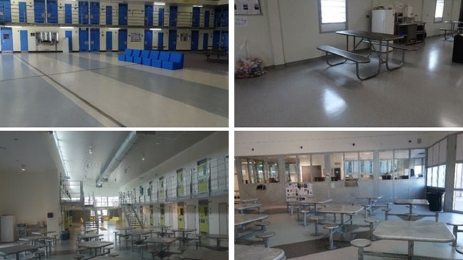 Photos of inmate units at the centre.