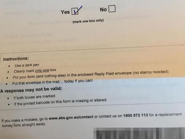 A survey form posted to Instagram, revealing the unique barcode which has been distorted by news.com.au. Picture: Instagram