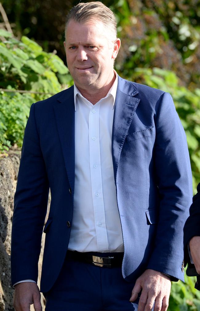 Former AFL star Glenn Archer arrives at Heidelberg Magistrates’ Court in Melbourne. Picture: Andrew Henshaw