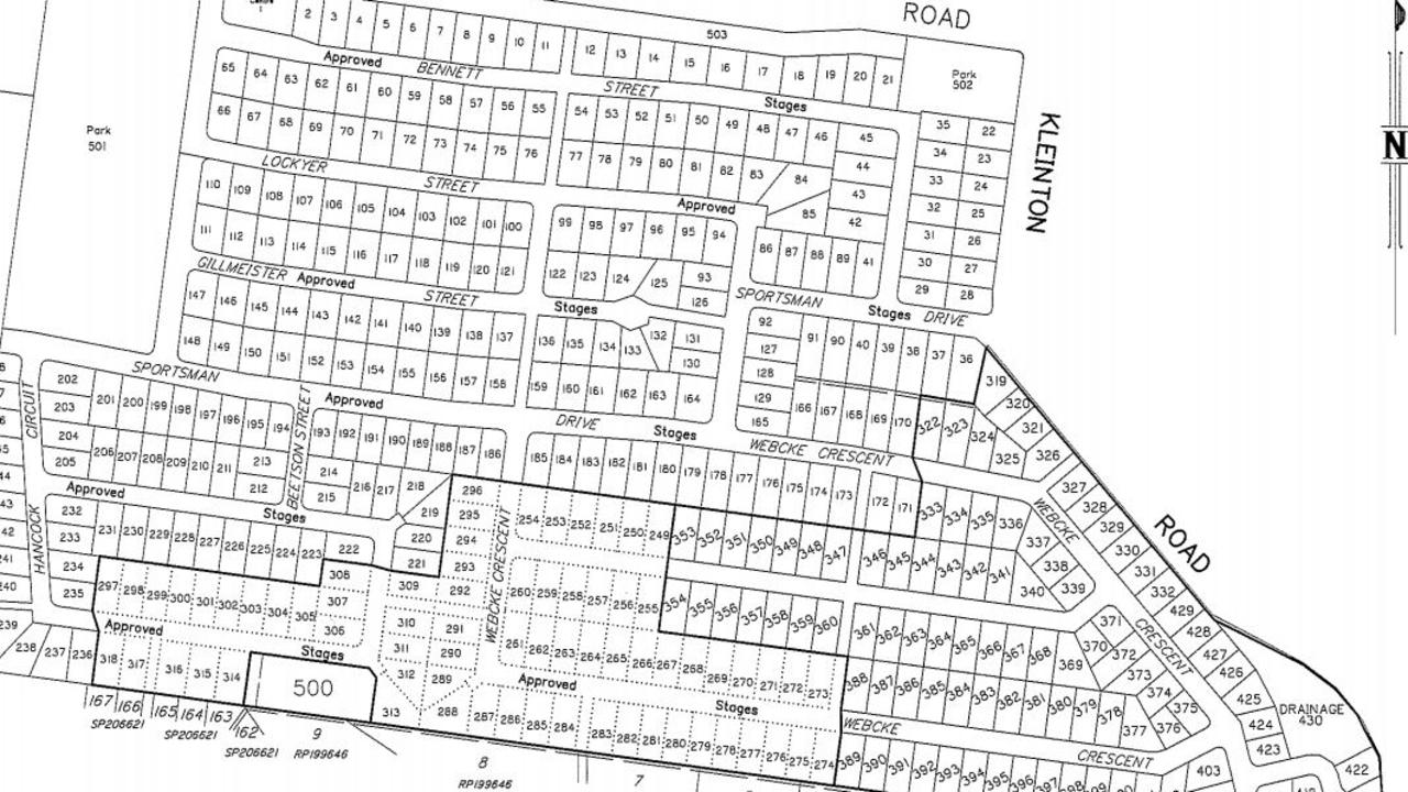 PROPOSED: The master plan for stages eight, nine and 10 of Clive Berghofer's Highfields North subdivision.