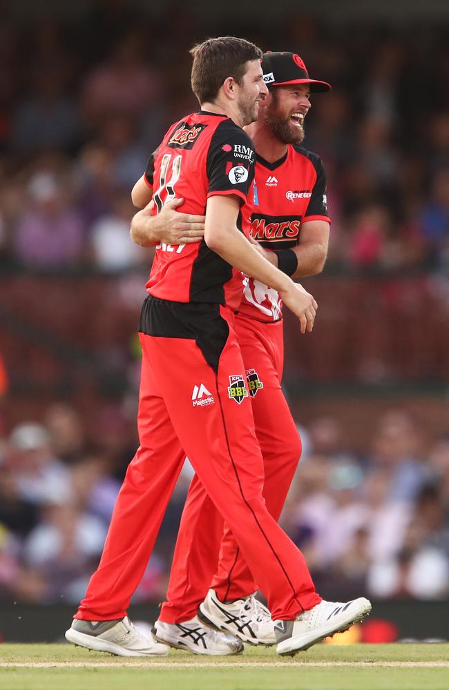 Harry Gurney and Dan Christian are great mates off the field after playing on the same team in English county cricket. Picture: Getty Images