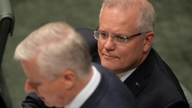 Prime Minister Scott Morrison and Deputy Prime Minister Michael McCormack in the House of Representatives. Picture: Getty Images