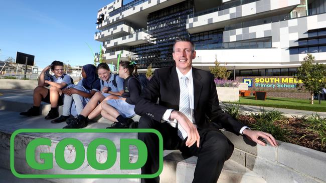 School buildings verdict: Good. (Picture: Noel Creece is the principal of the state’s first high-rise primary school, in South Melbourne).