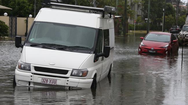 Floodwaters at Budds Beach in Surfers Paradise. Picture: Glenn Hampson