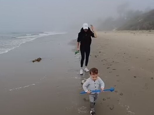 Archie on the beach with Meghan Markle from The Me You Can't See documentary. Picture: Apple TV