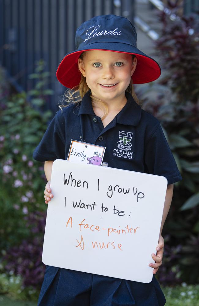 Our Lady of Lourdes prep student Emily on the first day of school, Wednesday, January 29, 2025. Picture: Kevin Farmer