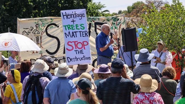 Heritage campaigner Warren Jones addresses the rally. Photo: Russell Millard