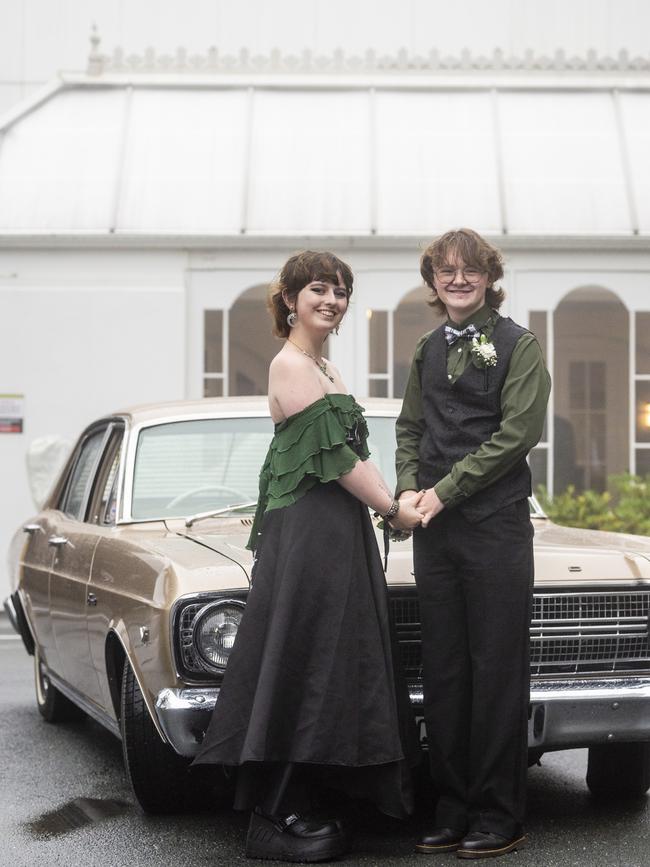 Graduate Alex Cupples arrives with his partner Sam Fitzpatrick to the Toowoomba Flexi School formal at Burke and Wills Hotel, Thursday, October 20, 2022. Picture: Kevin Farmer