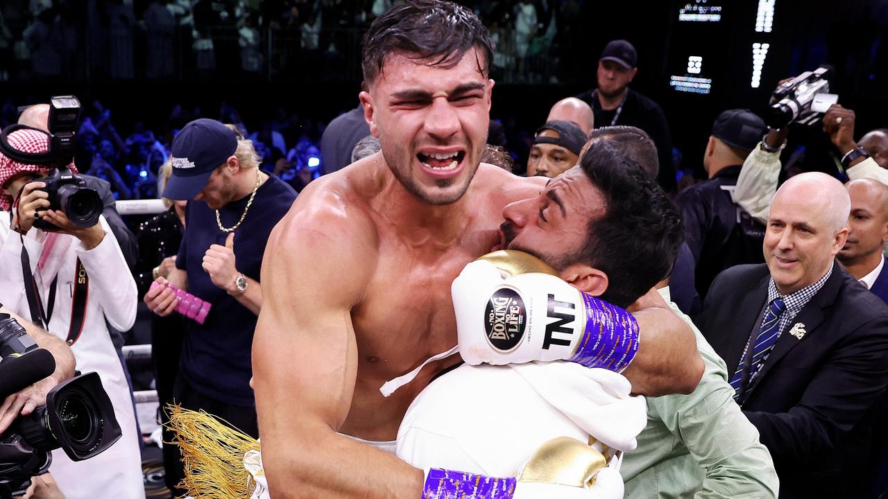 Tommy Fury celebrates his victory. (Photo by Francois Nel/Getty Images)