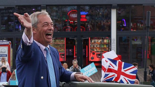 Reform UK party leader Nigel Farage speaks to a crowd in Clacton-on-Sea on July 3. Picture: Dan Kitwood/Getty Images