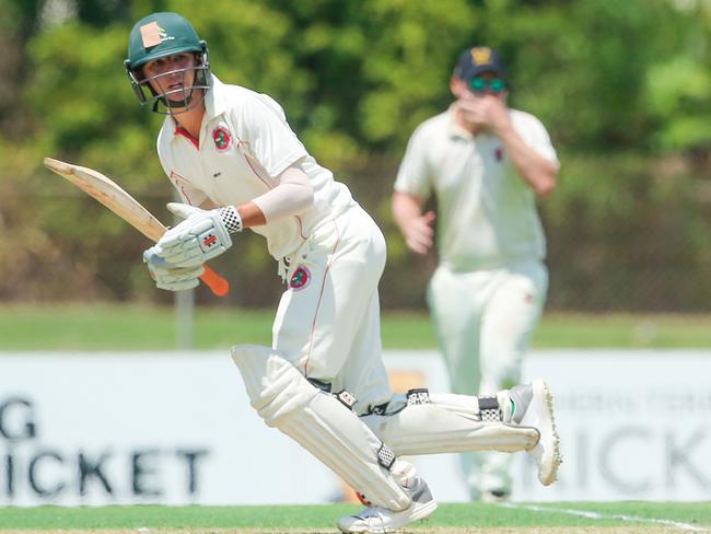 Southern Districts skipper Kierran Voelkl in the runs. Picture: Glenn Campbell