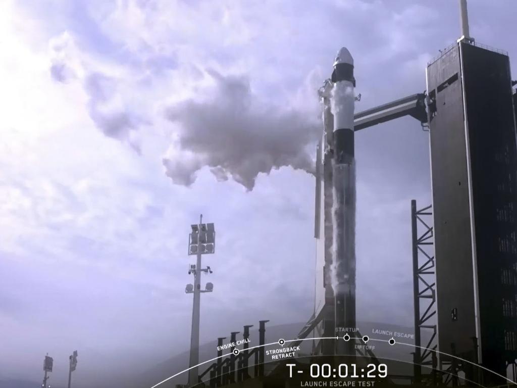 This NASA TV video frame grab shows SpaceX unmanned spacecraft before it launched. Picture: AFP photo/NASA TV