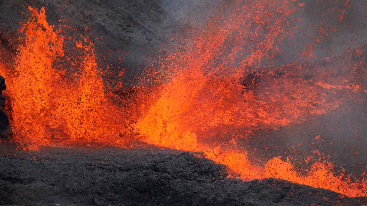 Molten lava during an eruption of the Piton de le Fournaise volcano, on Reunion Island, April 2, 2020. On Iceland’s Reykjanes peninsula, volcanic activity is likely to be seen as cracks several kilometres long spouting fountains of lava. Picture: AFP