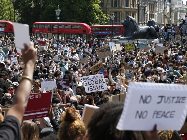 Anti-racism protests broke out across London. Picture: Getty Images