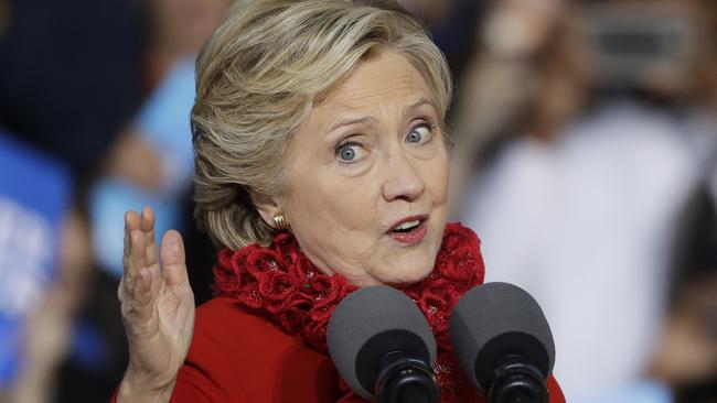 Trump has the support of 46 per cent of voters compared with 45 per cent for Clinton, the poll showed. Picture: AP