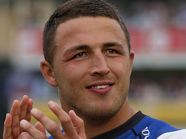 BATH, ENGLAND - MAY 23: Sam Burgess of Bath celebrates at the final whistle following the Aviva Premiership Semi Final match between Bath Rugby and Leicester Tigers at Recreation Ground on May 23, 2015 in Bath, England. (Photo by Ben Hoskins/Getty Images)