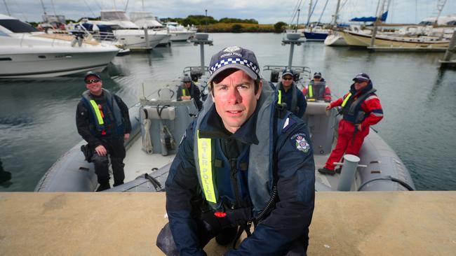 Water Police Sergeant David McHenry will join a Mornington Peninsula beach and boat ramp blitz this weekend. Picture: Mitch Bear