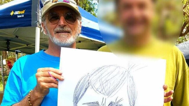 Phillip Burton drew cartoons for people at Mid-North Coast markets. Picture: Facebook.