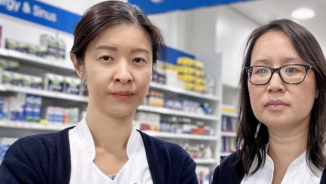 Carmen Drive Community Pharmacy pharmacists Susan and Yvonne Nguyen are unhappy about the federal government's 60-day dispensing policy.