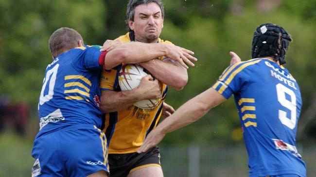 MULLUM RETURNING?: Dan Molenaar (centre) playing for Mullumbimby against Marist Brothers. Picture: Stuart Turner