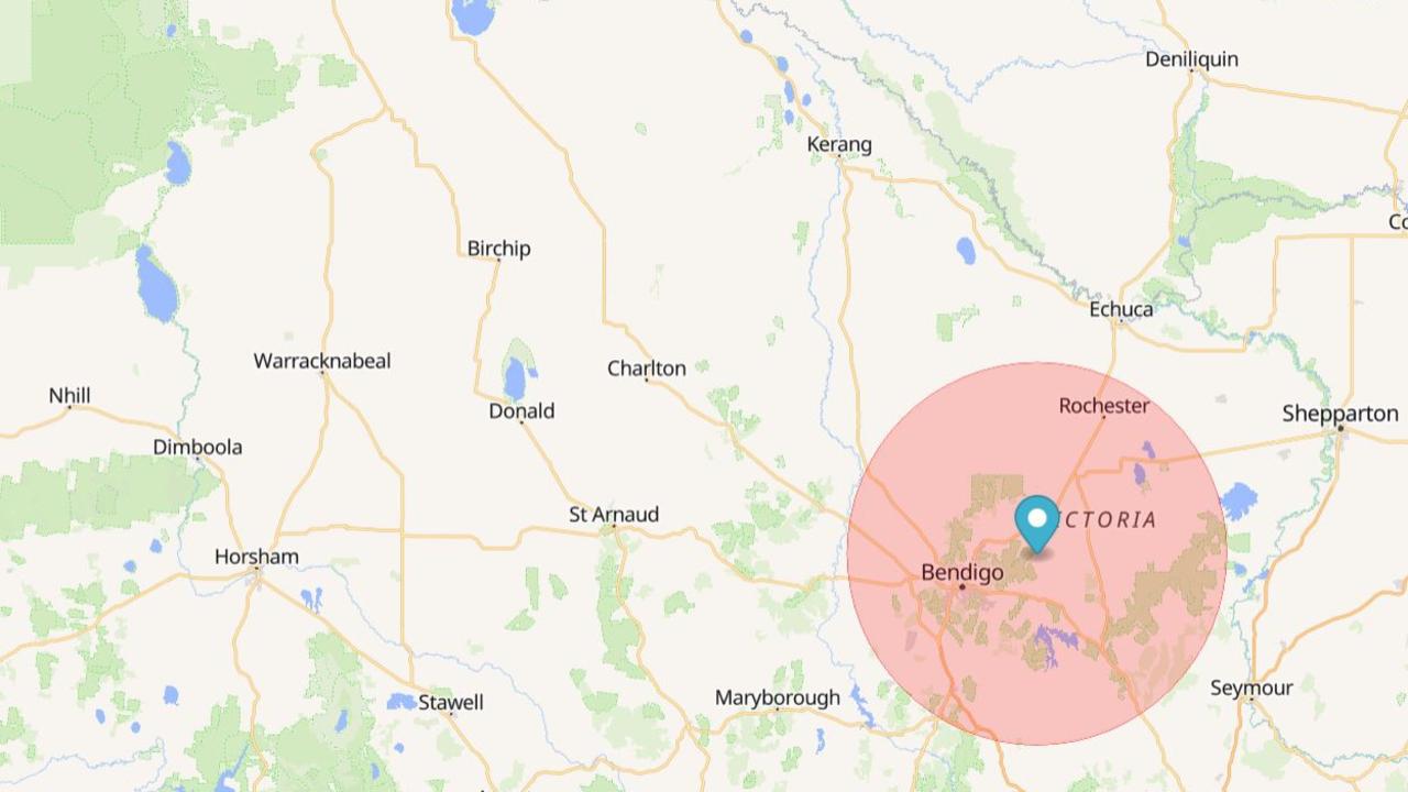 A 3.6 magnitude earthquake has been recorded near Greater Bendigo in Victoria on November 5, 2024. Picture: Earthquake App