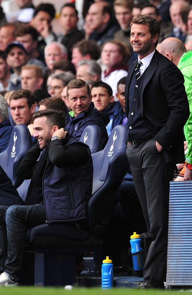 Tim Sherwood lets the fan sit in his seat.