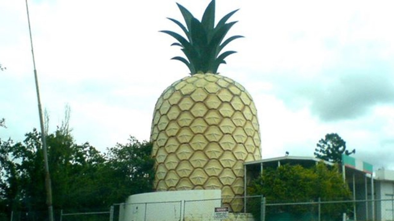 Gympie's Big Pineapple, which dominated the city's skyline for 37 years before being torn down in 2008. Picture: Mal Dodt