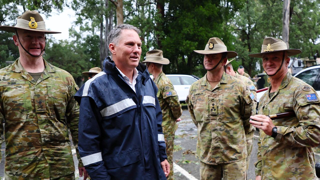 Richard Marles during a visit to the Gallipoli Barracks in Brisbane recently. Picture: Tertius Pickard / Getty Images.