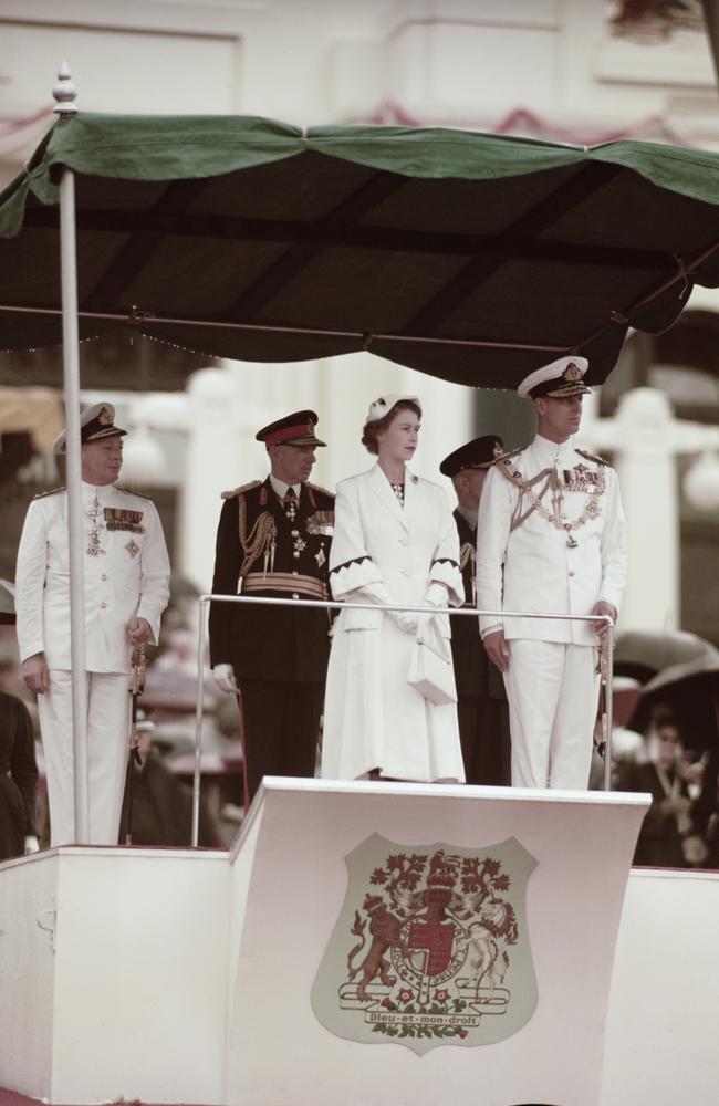 Queen Elizabeth II and Prince Philip in Canberra during their visit to Australia in 1954. Picture: Fox Photos/Hulton Archive/Getty Images