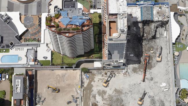 Aerial image of the former Niecon Plaza at Broadbeach on the Gold Coast. It has now been demolished to make way for the V &amp; A towers.