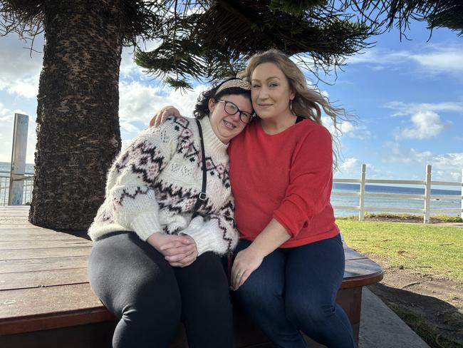 Isabella Compain with her support worker Janet Dennis-Browne. Picture: Simon McGuire.