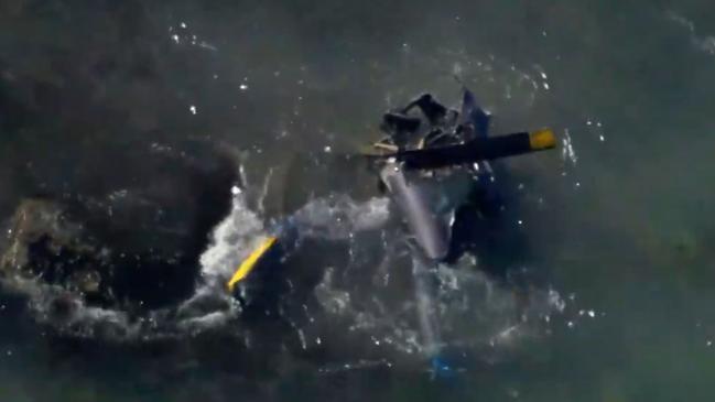 Three people have been seriously injured in a helicopter crash off the coast of Victoria. Picture: 9News