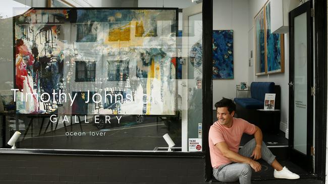 Tim Johnston at his gallery/studio in Mosman. Picture: John Appleyard