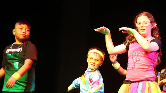 Wangala Primary School students performing at the Geelong Schools Music and Movement Festival. Picture: Alison Wynd