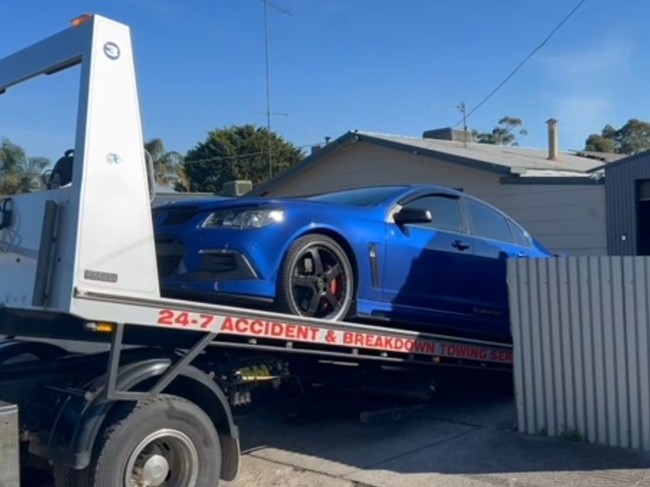 One of the Holden Special Vehicles models being seized by police as part of a vehicle rebirthing investigation. Picture: Supplied