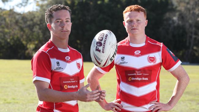 L-R: Tom Weaver and Oskar Bryant during their days at Palm Beach Currumbin State High School. Picture Glenn Hampson