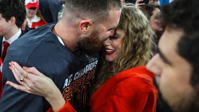 Taylor Swift and Travis Kelce are going to the Super Bowl. Photo by Patrick Smith/Getty Images
