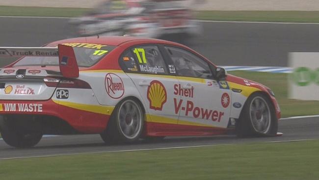 Scott McLaughlin suffered a puncture in Supercars Practice 1 at Phillip Island.