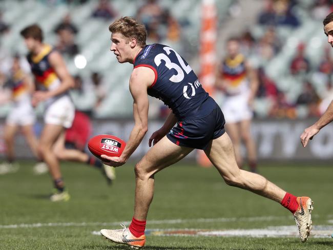 Leading South Australian AFL Draft prospect Dylan Stephens in action for Norwood against the Adelaide Crows in the first SANFL Semi-Final at Adelaide Oval. Picture Sarah Reed