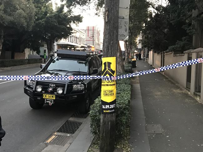 Police closed off parts of Surry Hills during the raid. Picture: Dylan Robinson