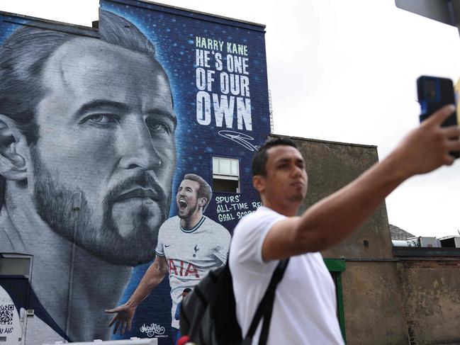 England captain and former Spurs' striker Harry Kane loomed large as Tottenham fans adjusted to life post-Kane. Picture: Adrian DENNIS / AFP