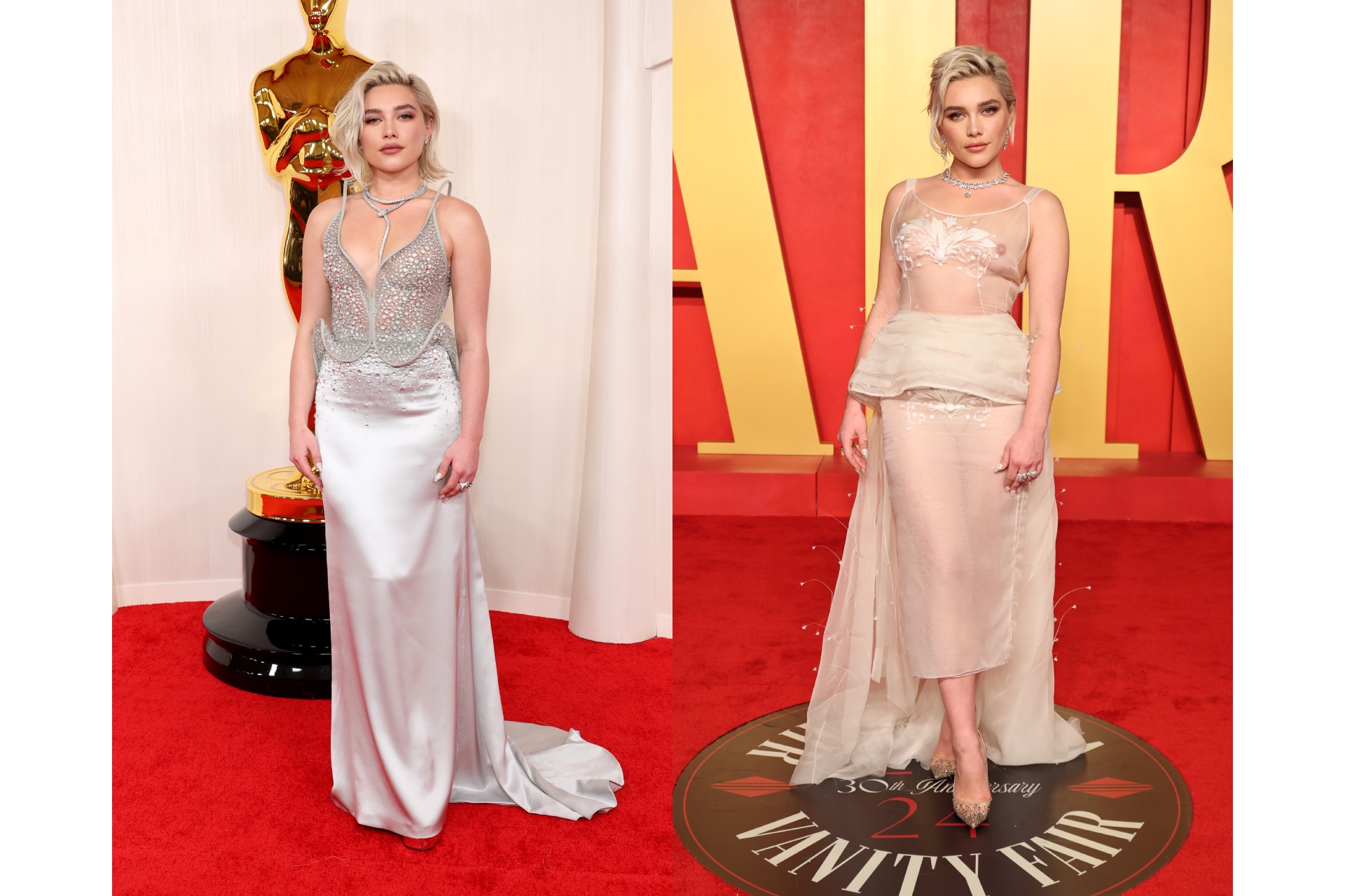 <h3><b>Florence Pugh wears Del Core at the Oscars and Jean Paul Gaultier at the </b><b><i>Vanity Fair </i></b><b>after party</b></h3>