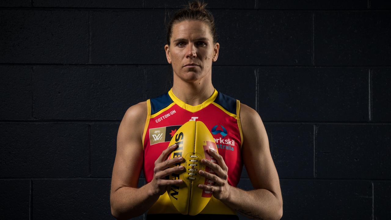 Chelsea Randall started her love of footy aged five or six, watching her brother play. Picture: Darrian Traynor/Getty Images