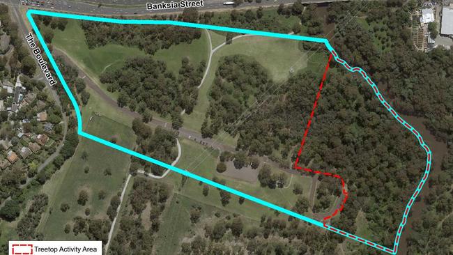 The area of the proposed treetop adventure park in Ivanhoe East.